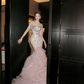 Gorgeous Glittering Pink Beaded Sequin Strapless Mermaid Design Elegant Prom Dress Evening Dress DP6251