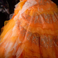 Elegant Orange Detachable Ruffled Tiered Beaded Sweet 16 Quinceanera Ball Gown DP7412