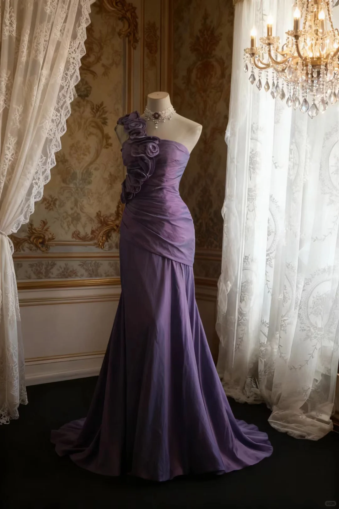 Glamorous Lavender One-Shoulder Mermaid Gown with 3D Flower Prom Dress DP7659