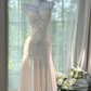 Vintage Glittering Sequin Ivory Mermaid Prom Dress Evening Dress DP6357