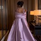 Robe de bal vintage en satin lilas, fourreau, cape perlée, robe de soirée longue, robe formelle DP6713