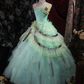 Glamorous Mint Green Strapless Tiered Ruffle Tulle Ball Gown DP8341
