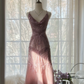 Vintage Elegant Purple Fairy Long Chiffon Spaghetti Strap Romantic Ball Gown Evening Dress Prom Dresses DP5999