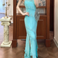 Glamorous Open-Back Aqua Mermaid Beaded Prom Dress DP7941