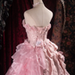 Glamorous Ruffled Strapless 3D Rose Beaded Sweet 16 Quinceanera Ball Gown DP7305