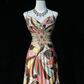 Vintage-Inspired Retro Print Spaghetti Strap Sweetheart Sheath Maxi Prom Dress DP7281