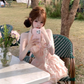 Vintage Pink A-Line Halter-neck Tiered Homecoming Dress Party Dress Cocktail Dress DP6708
