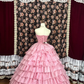 Retro Pink Strapless A-Line Satin Quinceanera Dresses Sweet 16 Birthday Ball Gowns, DP5922