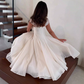 Glamorous Pink Chiffon Midi Dress Square Neck Cap Sleeve A-Line Formal Evening Gown DP8242