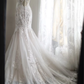 Vintage White Lace Mermaid Sheer Train Floral Embroidery Wedding Dress DP7644