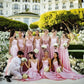 Wunderschönes rosa Spaghettiträger-A-Linien-Satin-Partykleid mit Herzausschnitt, Brautjungfernkleid DP6302