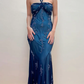 Vintage Halter Beadings Ruffles Long Prom Gown Evening Dress, DP3706