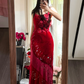 Vintage Red Sparkling Sequin Spaghetti Strap Design Elegant Chiffon Evening Dress Prom Dresses DP5995
