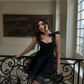 Black Straps Sweetheart A-Line Short Party Dress Mini Birthday Dress, DP4888