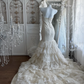 Gorgeous Strapless Sweetheart Lace Mermaid Wedding Dress Tiered Ruffled Tulle Bridal Gown DP8297