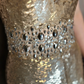 Retro Golden V-neck Sparkling Beaded Sequin Design A-line Short Homecoming Dress DP6058