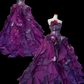 Glamorous Purple Sequined Strapless 3D Floral Applique Layered Ruffles Sweet 16 Quinceanera Ball Gown DP7277