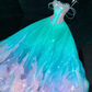 Gorgeous Sparkling Blue-green Sequin A-Line Design Evening Dress Prom Dresses DP6179