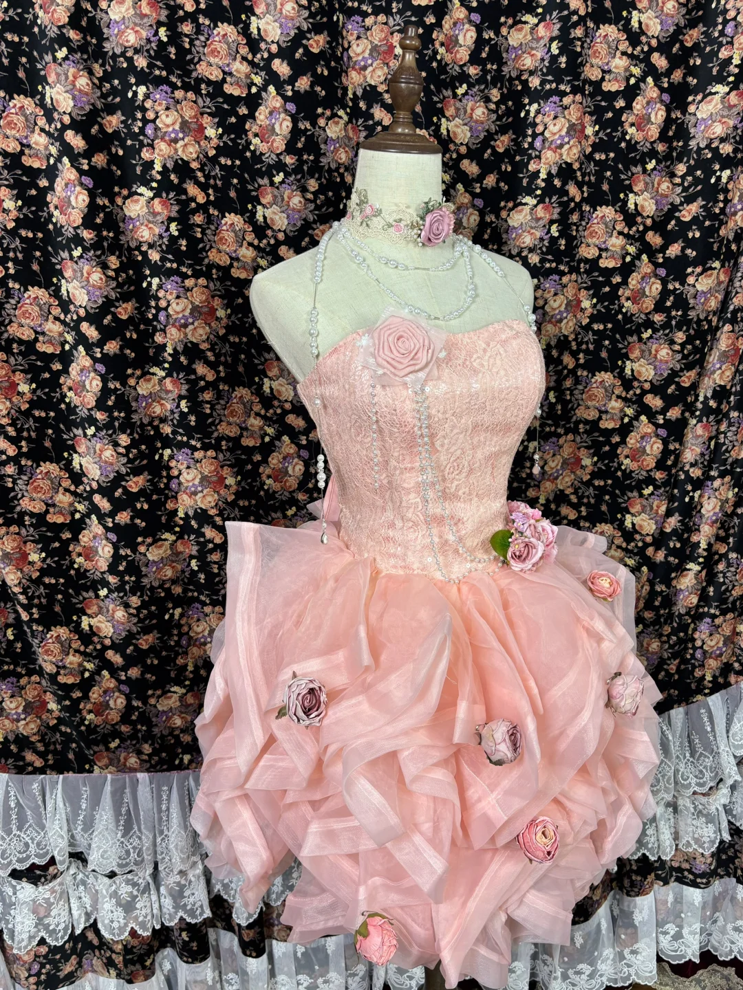 Pink Strapless Applique Beading 3D Flowers Short A-line Tulle Homecoming Dresses Party Dresses, DP5919