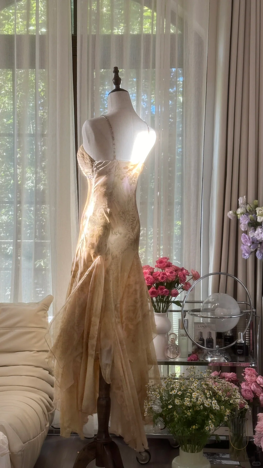 Retro Sweetheart Mermaid Spaghetti Strap Design A-line Romantic Chiffon Evening Dress Prom Dress, DP5986