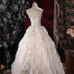 Vintage Ivory Strapless Tiered Lace Spaghetti Strap Wedding Dress DP8347