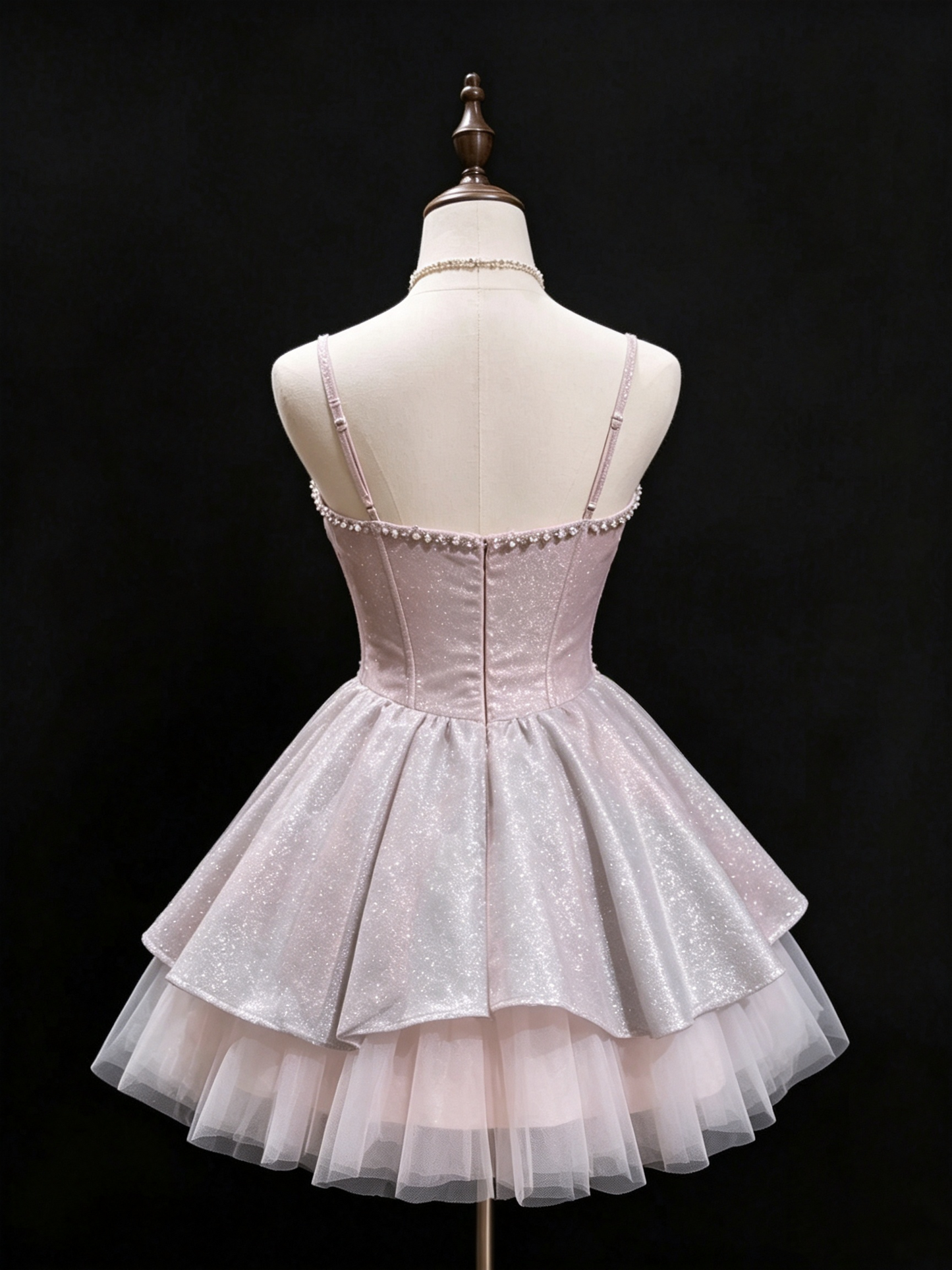 Elegant Ombre Glitter Sweetheart Spaghetti Strap Bow Tulle A-Line Homecoming Dress DP8727