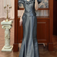 Elegant Grey Ruffled Evening Gown Off-Shoulder Mermaid Prom Dress DP7944