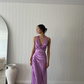 Yellow V Neck Backless Elegant Party Dress Wedding Guest Dress, DP2861