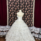 Beautiful Ivory Tulle Lace Strapless Appliques Sweet 16th Quinceanera A-Line Floor-length Tiered Evening Dress Prom Dress Ball Gown DP6275