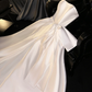Glamorous Ivory Satin A-Line Strapless Oversized Bow Wedding Dress DP7322