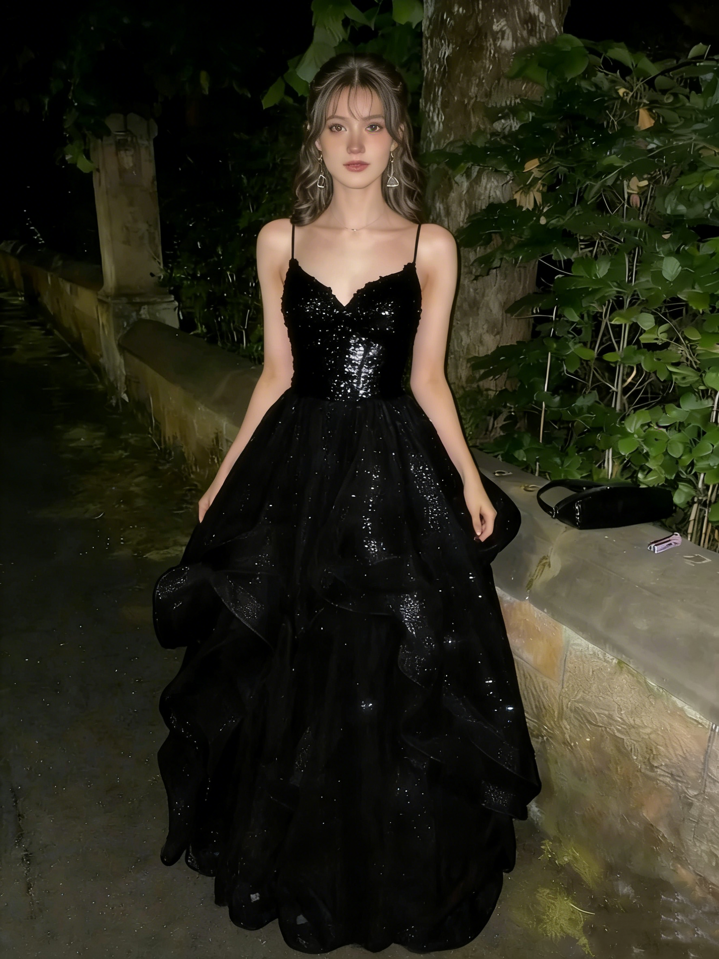 Glamorous Burgundy Spaghetti Strap Sequin Ruffled Sweet 15 Quinceanera Ball Gown DP7919