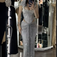 Gold Straps Beading Mermaid Long Party Dress Birthday Outfits DP3963