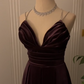 Dark Blue Straps A-Line Long Prom Evening Dress Cocktail Dress, DP3329
