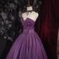 Vintage-Inspired Purple Tulle Strapless Lace Applique Sweet 16 Quinceanera Ball Gown DP7408