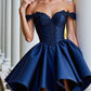 Elegant Off-the-Shoulder Lace A-Line Satin Homecoming Dress DP8506