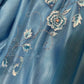 Elegant Ocean Blue Off-the-Shoulder Mermaid Satin & Embroidery Prom Dress DP8180