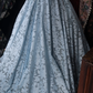Elegant Blue Floral Lace Sleeveless V-Neck Ball Gown DP8351