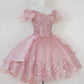 Vintage Shiny Pink Beaded Homecoming Dress Off-the-shoulder Party Dress Short A-Line Cocktail Dress DP6630