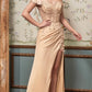 Vintage Perlenbesetztes Etuikleid, schulterfreies Abendkleid, hoher Schlitz, langes formelles Kleid, DP6596