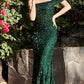 Vintage Shiny Beaded Mermaid Prom Dress One Shoulder Evening Dress Long Formal Dress, DP6597
