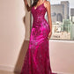 Vintage Shiny Beaded Mermaid Prom Dress V-neck Spaghetti Strap Evening Dress Long Formal Dress, DP6595
