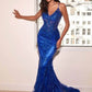 Vintage Shiny Beaded Mermaid Prom Dress V-neck Spaghetti Strap Evening Dress Long Formal Dress, DP6595