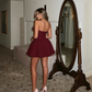Elegant Burgundy Strapless Sweetheart A-Line Homecoming Dress DP8508