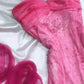 Vintage Hot Pink Sweetheart A-Linie Ballkleid Perlen Rüschen Chiffon Spaghettiträger Formales Kleid, DP6548
