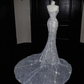 Glitter Strapless Mermaid Beading Tassel Long Evening Dress Birthday Outfits, DP5093