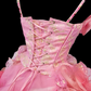 Glamorous Pink Ombre Tulle 3D Floral Applique Bow Fairycore Inspired Sweet 16 Quinceanera Ball Gown DP7272