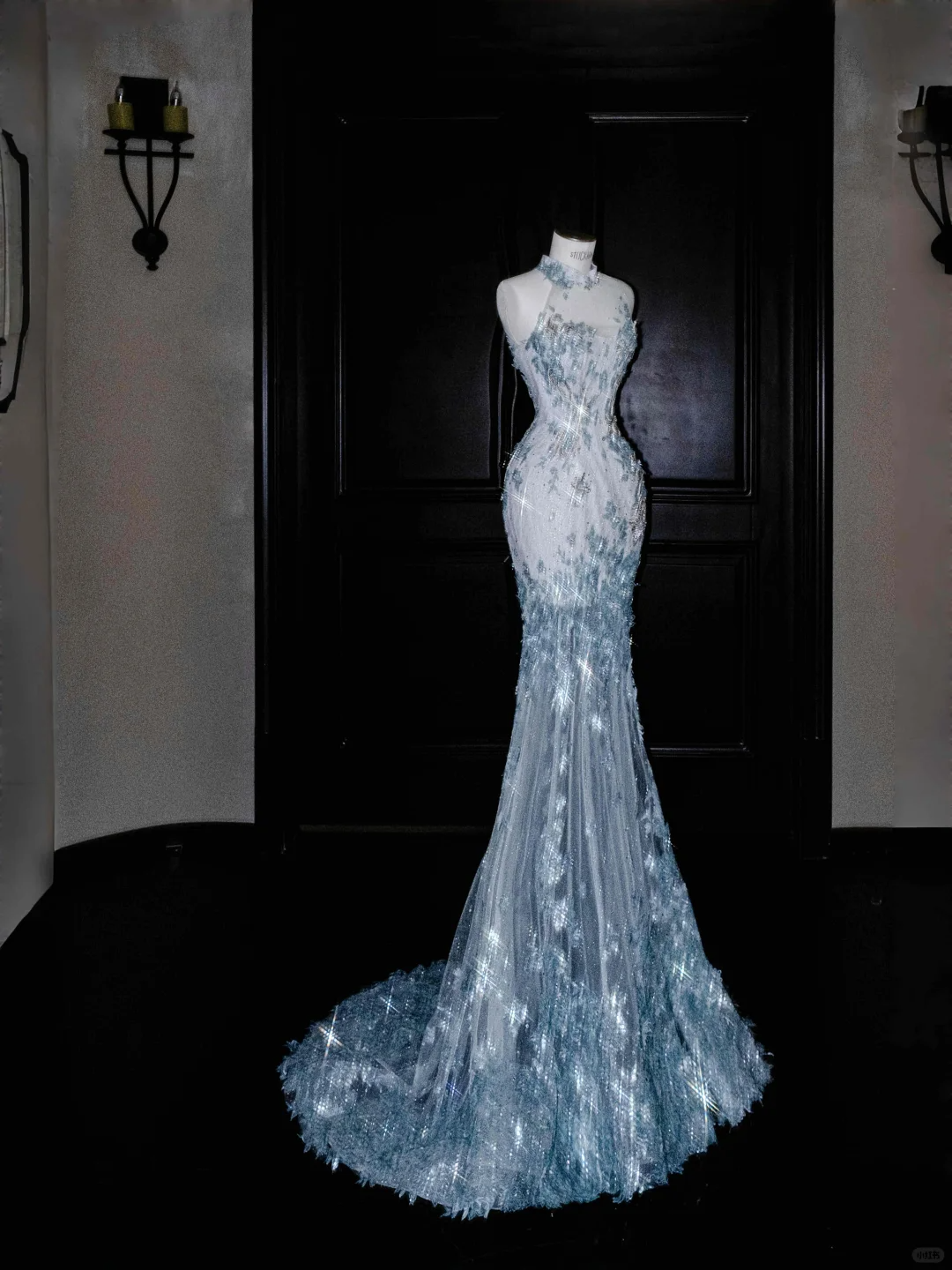 Robe de soirée longue bleue sans manches, style sirène, avec perles appliquées, tenue d'anniversaire, DP5094
