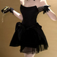 Elegant Black Strapless Tulle A-Line Homecoming Dress DP8807
