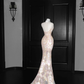 Gorgeous High Neck See-Through Beading Mermaid Long Evening Party Dress, DP5084