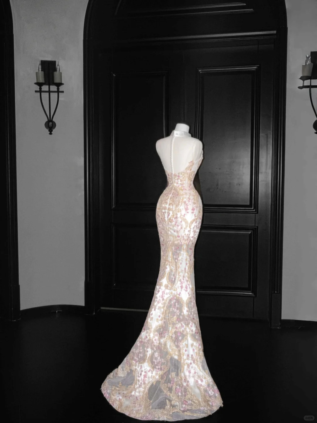 Gorgeous High Neck See-Through Beading Mermaid Long Evening Party Dress, DP5084